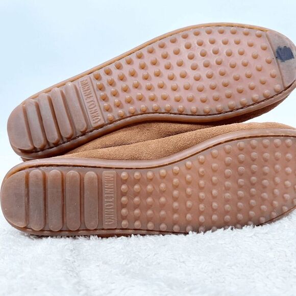 Minnetonka Double Fringe Side Zip Boot Ankle Bootie Moccasin Size 10 - Picture 5 of 8